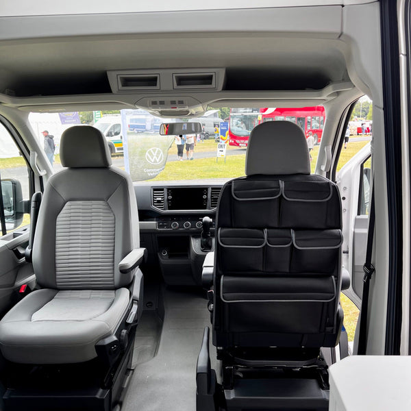 For VW California Ocean, Coast & Beach Campervan Single/Captains Seat Leatherette Back Seat Organiser Storage Solution