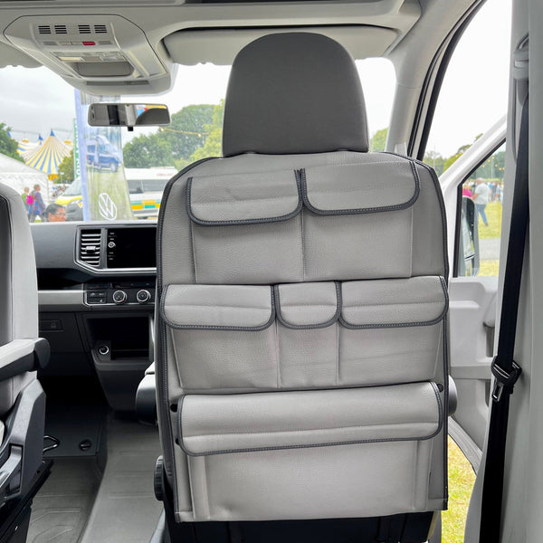 For VW California Ocean, Coast & Beach Campervan Single/Captains Seat Leatherette Back Seat Organiser Storage Solution