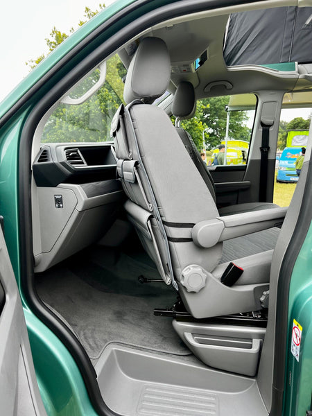 For VW California Ocean, Coast & Beach Campervan Single/Captains Seat Leatherette Back Seat Organiser Storage Solution
