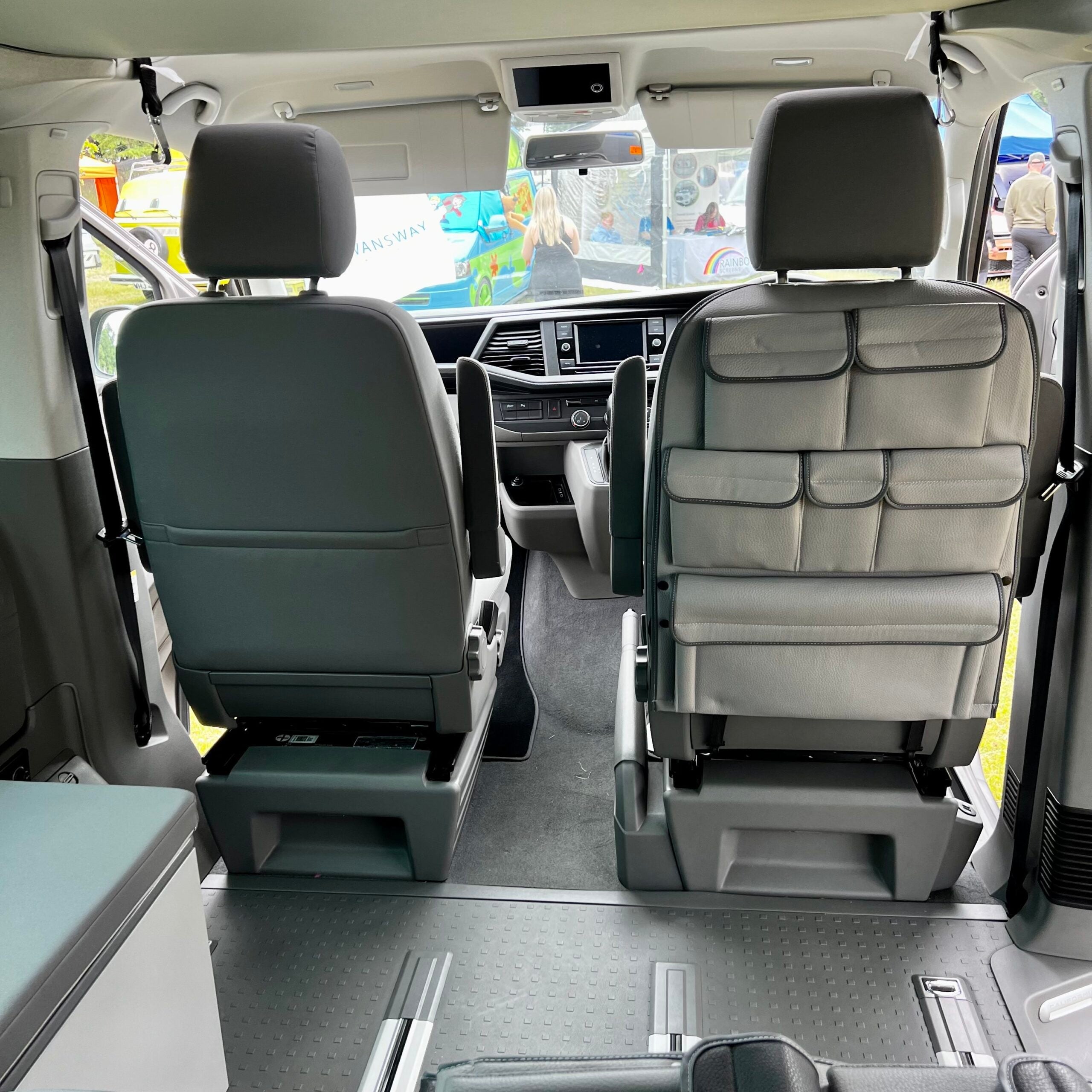 For VW California Ocean, Coast & Beach Campervan Single/Captains Seat Leatherette Back Seat Organiser Storage Solution