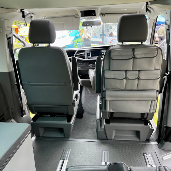 For VW California Ocean, Coast & Beach Campervan Single/Captains Seat Leatherette Back Seat Organiser Storage Solution