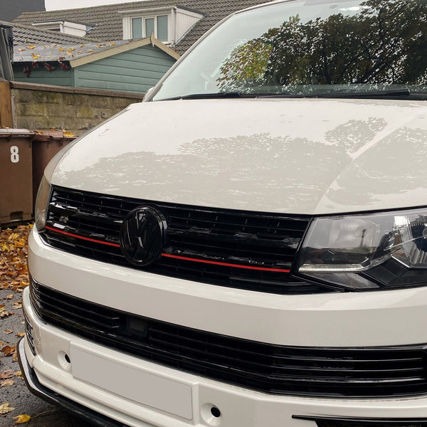 For VW Transporter T6 R-Line Front Grille Trims - Gloss Black Painted and Ready to Fit