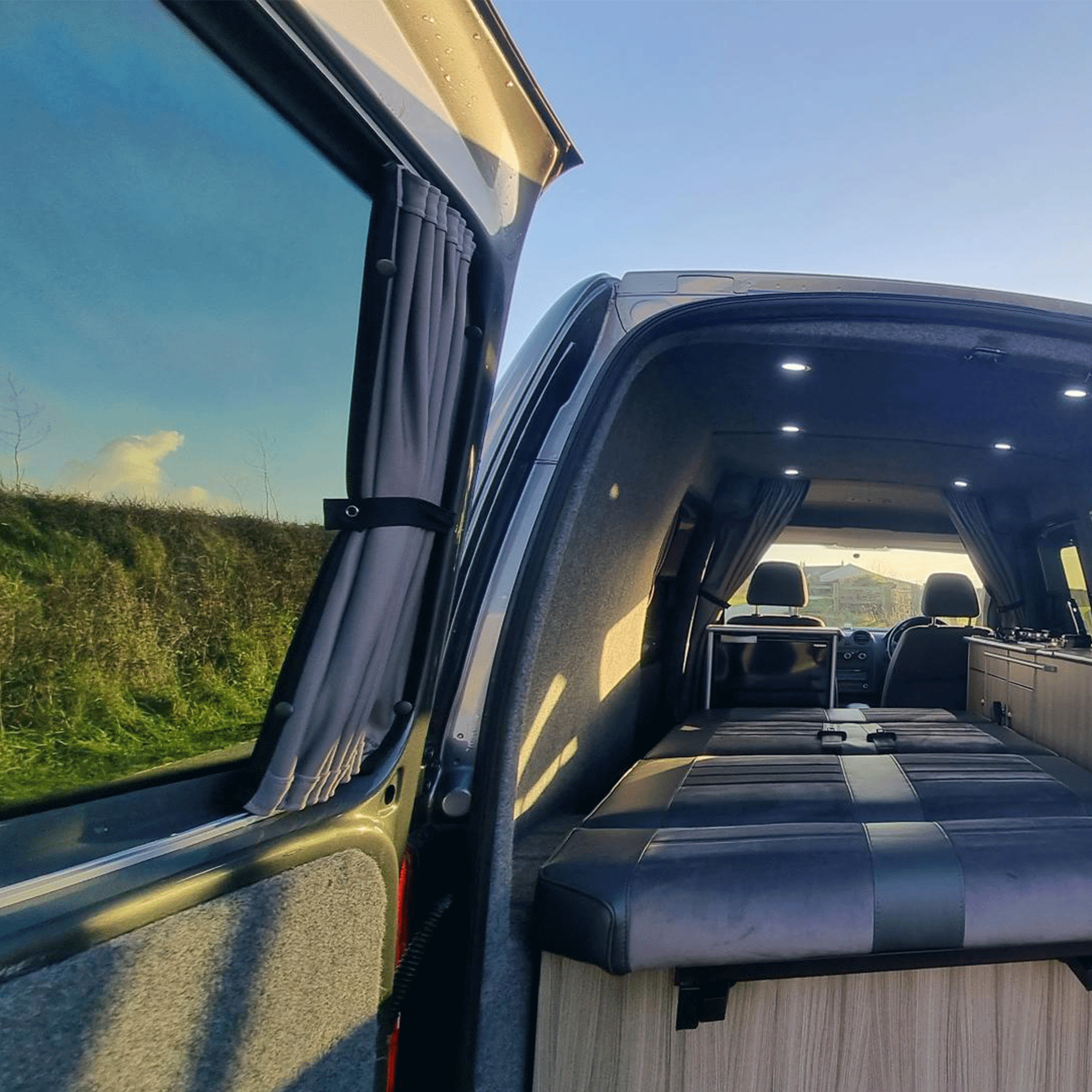 For VW Caddy Premium 1 x Barndoor Window Curtains Van-X