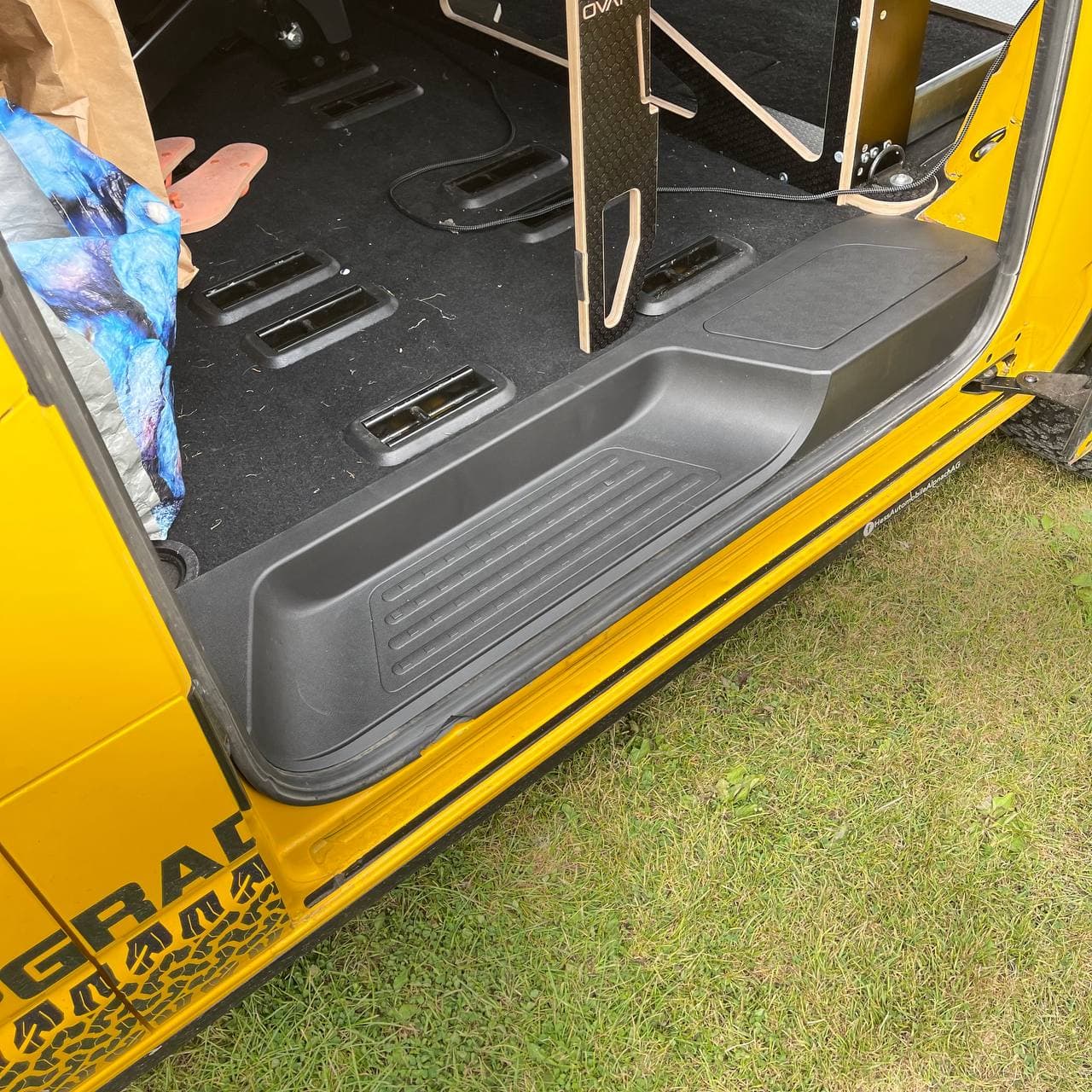 For VW T6 Transporter Side Loading Door Step V3 17mm Extra Deep with Storage Compartment (B-Grade)