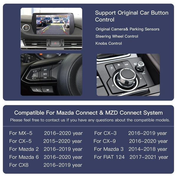 Wired/Wireless CarPlay Android Auto Adapter USB HUB for Mazda