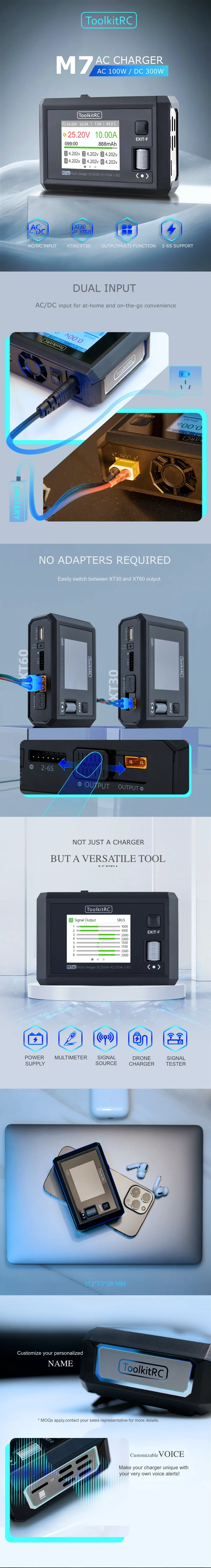 ToolkitRC M7AC Multi Function 100W AC / 300w DC Smart Balance Charger