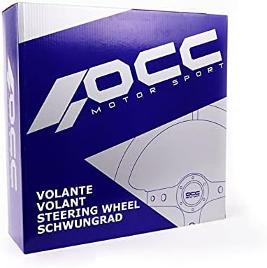 OCC Motorsport Offset-Lenkrad, Spurmodell, Kunstleder, silberne Arme – 90 mm Vollschalenrad – 350 mm (14 Zoll) 