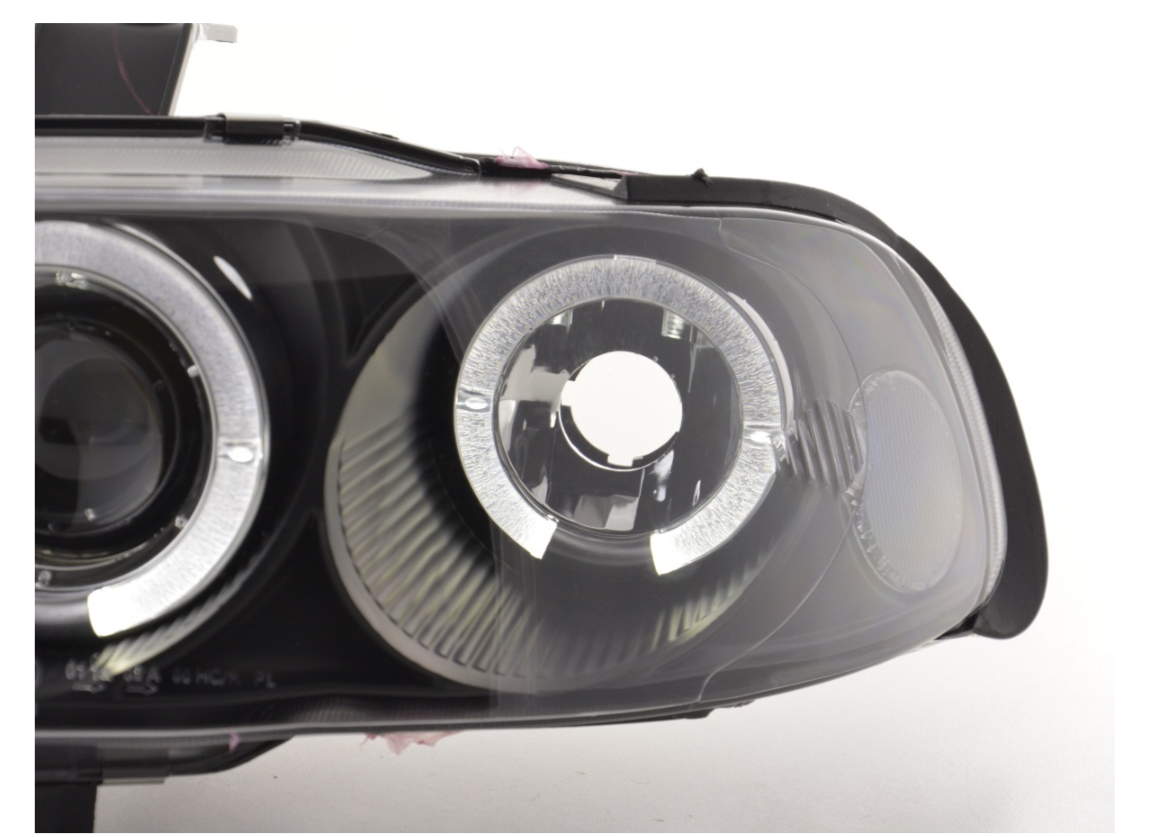 FK LED DRL Angel Eye Black Scheinwerfer Honda Civic 4 MK4 4-dr 92-95 schwarz LHD