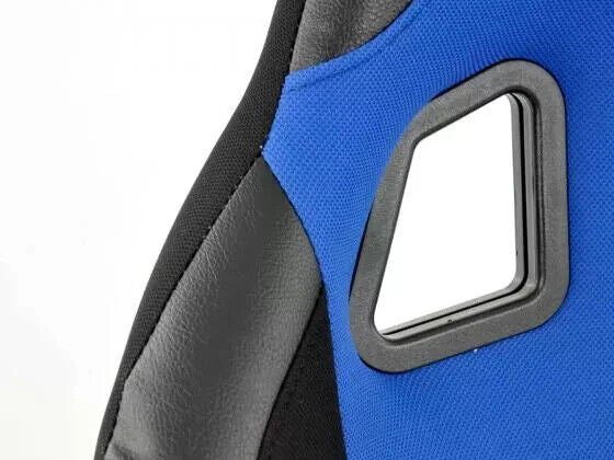 FK Pair Universal Fixed Back Motorsport Bucket Sports Seats Blue Fabric Edition