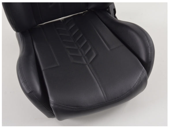 FK Universal Reclining Bucket Sports Seats Black Syn Leath 4-Point Harness Holes