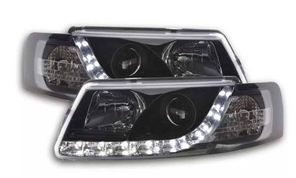 FK Set LED DRL Halo Eye Lightbar Headlights VW Passat 3B B5 97-00 black LHD