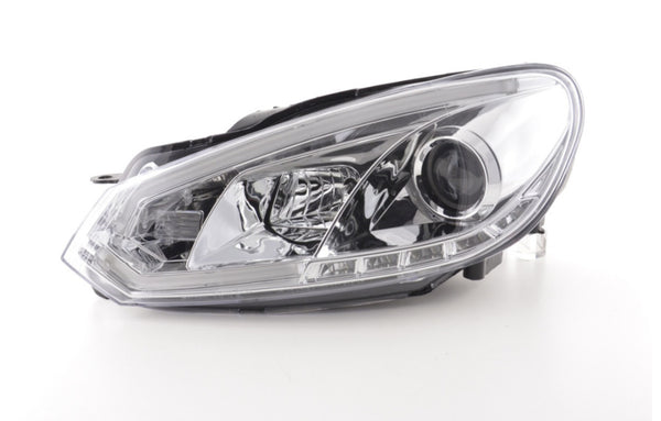 FK Set VW Golf 6 MK6 LED Devil Eye Lightbar Headlights DRL GTI 08-12 chrome LHD