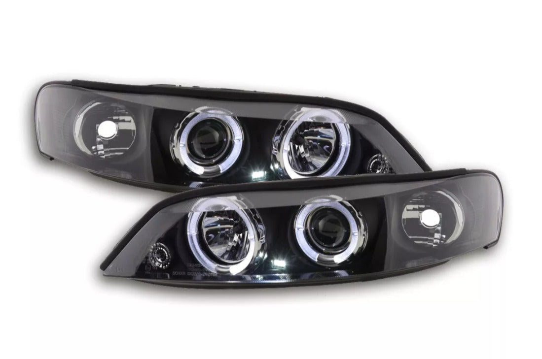 FK LED Headlights Halo Ring Opel Vauxhall Vectra B 95-99 Black LHD