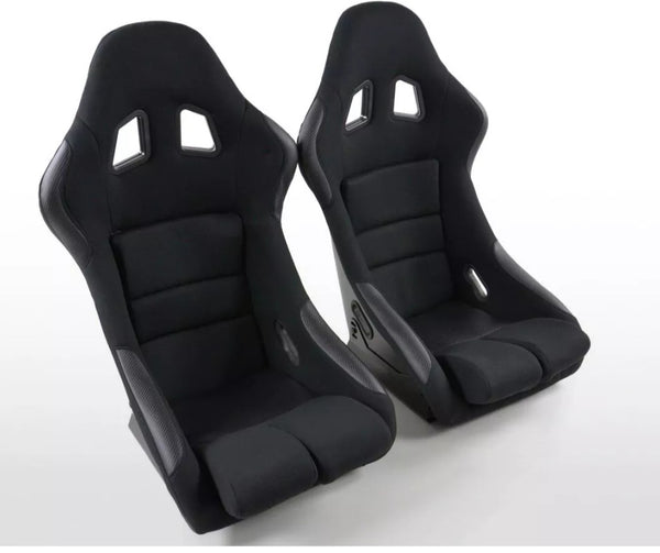 FK Universal Full Fixed Back Bucket Sports Seats BLACK Edition Track Drift STyle