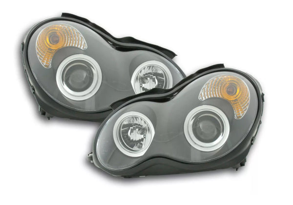 FK Pair Black Headlights Mercedes C-Class W203 203 00-07 LHD