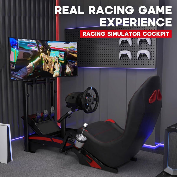 LUXE Driving Game Sim Racing Frame & Seat - Wheel Pedals Xbox PS PC Console F1