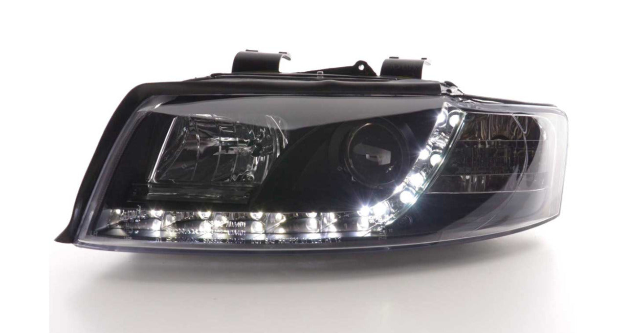 FK LED DRL Lightbar Halo Headlights Audi A4 B6 8E 01-04 BLACK LHD S4