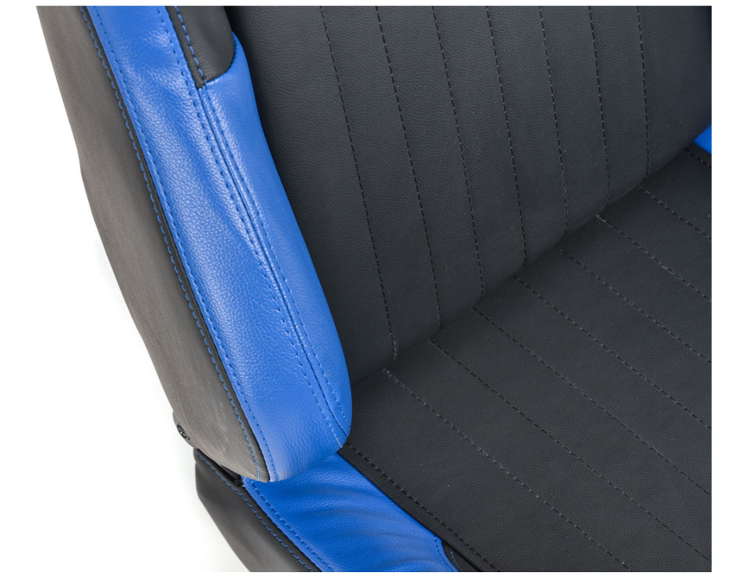 FK Pair Bucket Sports Seats Set Car Black & BLUE Motorsport Deluxe Recline Fold