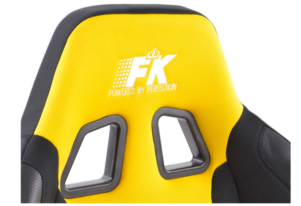 FK Pair Universal Reclining Bucket Sports Seats Black & Yellow Motorsports Ed