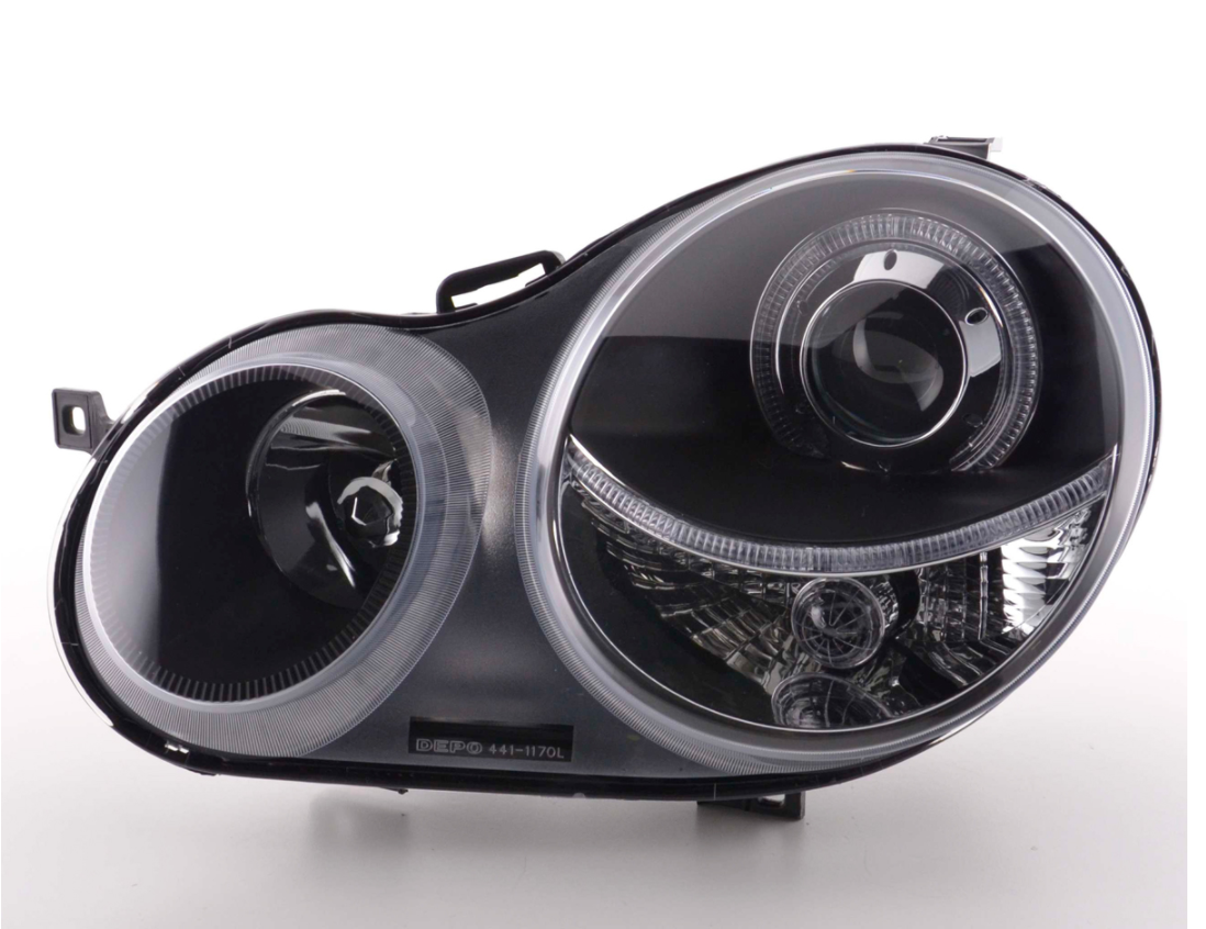 FK Pair LED DRL Projector Daylight headlights VW Polo 9N 01-05 black RHD & LHD