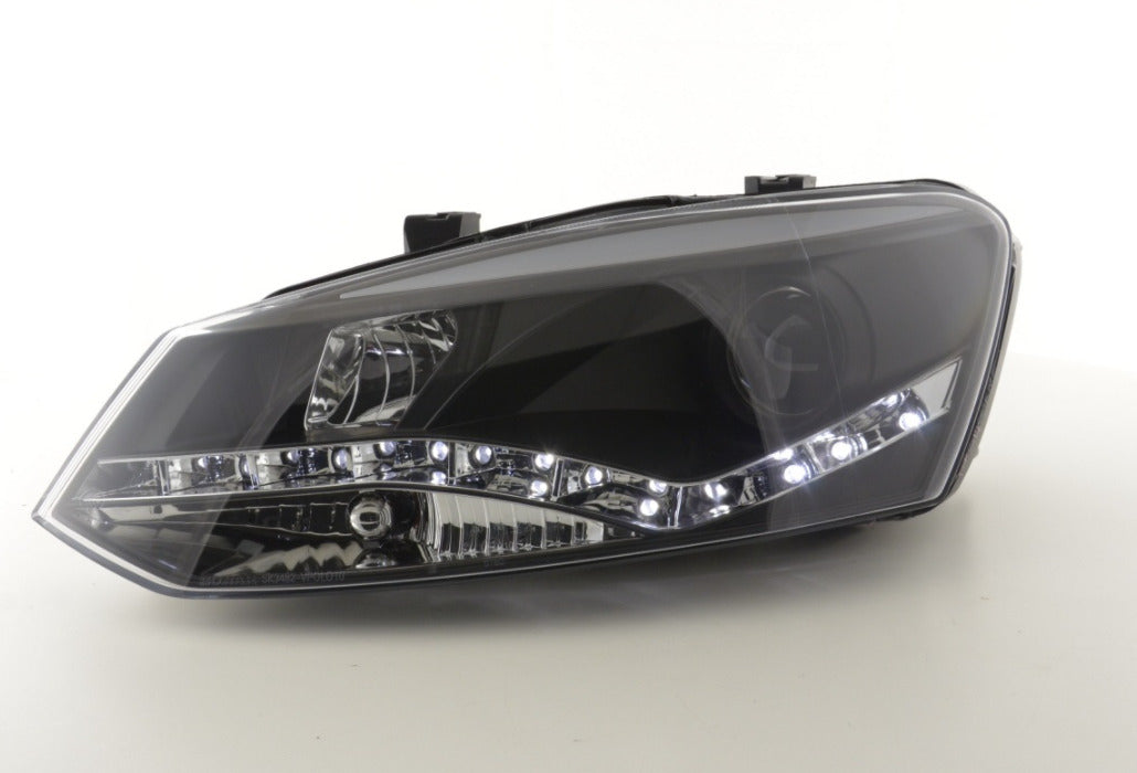 FK Pair LED DRL Lightbar Headlights VW Polo 6R 2010+ black Plug & Play LHD