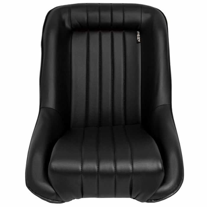 AS x2 Classic Car Retro Kit Sports Fixed Back Bucket Seats Black PVC inc slides