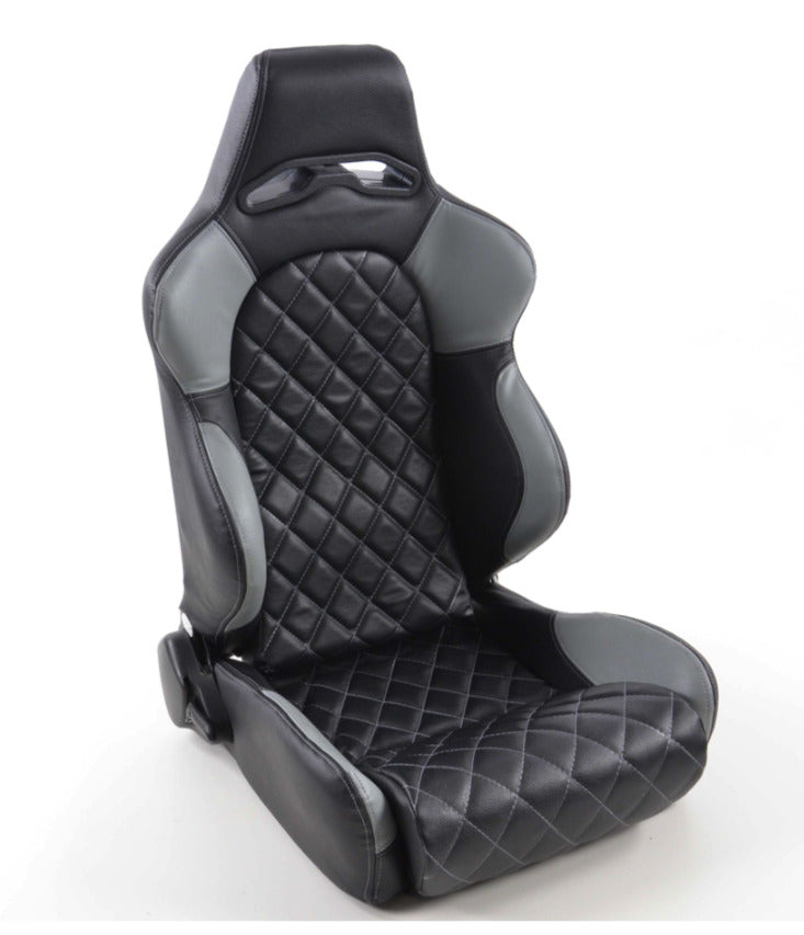 FK Universal Reclining Bucket Sports Seats - Deluxe Quilted Stitch Grey Edition