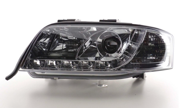 FK Set LED DRL Headlights Halo Projector Audi A4 b6 8E 01-04 Chrome LHD S4