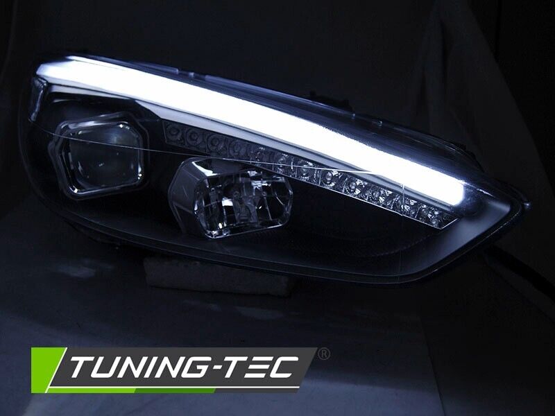 Tuning-Tec LED DRL Lightbar Headlights FORD FOCUS 3 MK3 15-18 Black LHD