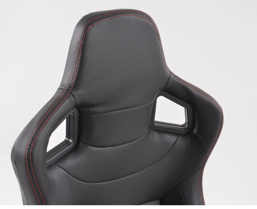 FK x2 Univ Red Stitch Bucket Sports Seats Type R Carbon Fibre Design Black Line