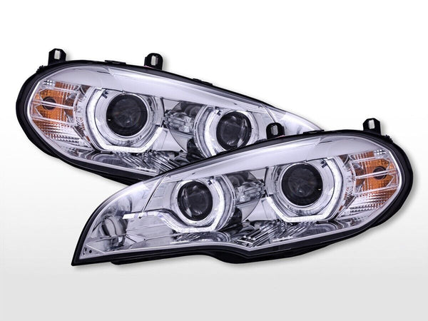 FK Set LED DRL XENON HID DS1 H7 Halo Lightbar Headlights BMW X5 E70 08-10 LHD