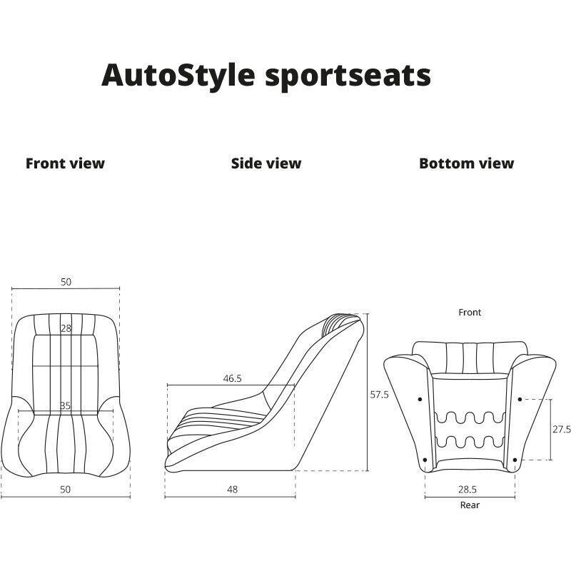 AS x2 Classic Car Retro Kit Sportschalensitze mit fester Rückenlehne, schwarzer Stoff + Rutschen