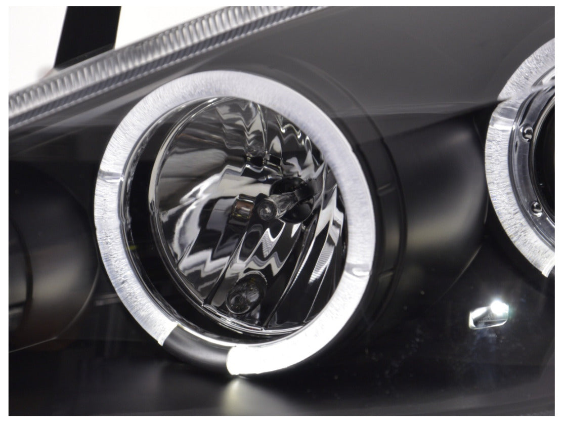 FK LED DRL Angel Eye Halo Ring Headlights Peugeot 307 01-06 black smoke LHD