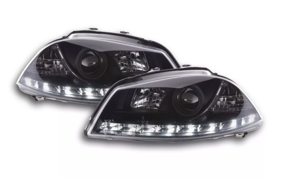 FK LED DRL Lightbar Halo headlights Seat Ibiza 3 MK3 6L 02-08 black servo LHD