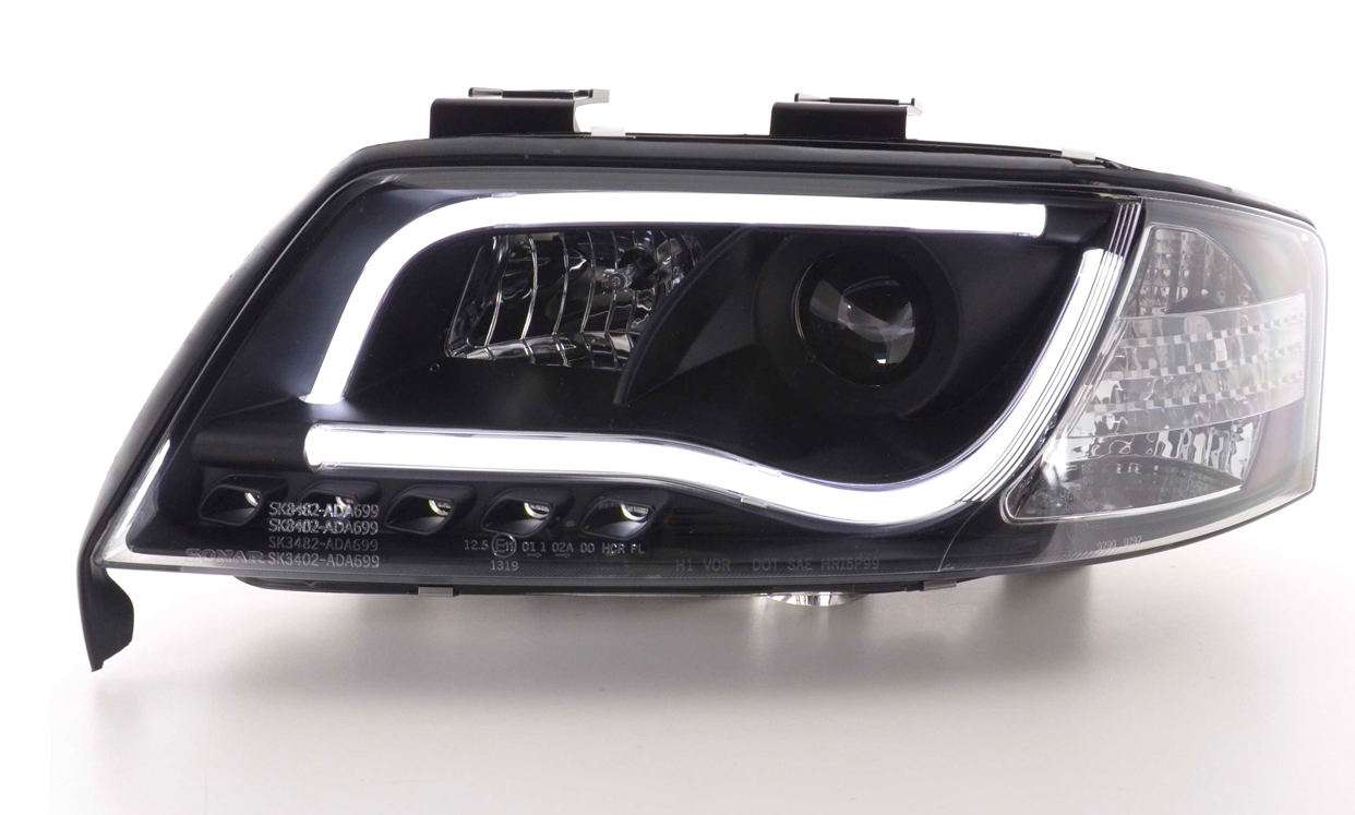 FK LED Headlights LED DRL Lightbar Audi A6 C5 4B 97-01 Black S6 S-Line LHD