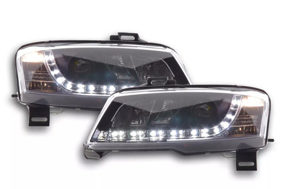 FK Pair LED DRL Lightbar Halo Headlights Fiat Stilo 3dr 192 01-07 Black LHD