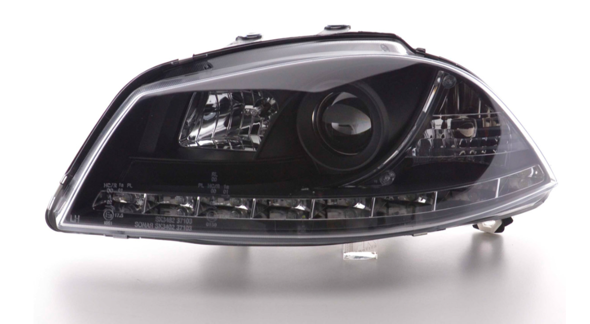 FK LED DRL Lightbar Halo headlights Seat Ibiza 3 MK3 6L 02-08 black servo LHD