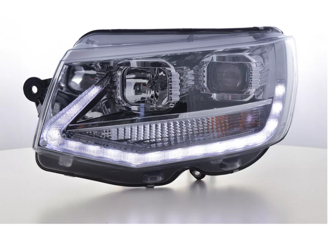 FK LED DRL Lightbar Headlights VW Van Camper Transporter T6 2015+ Chrome LHD