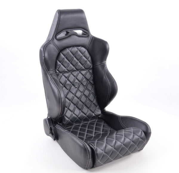 FK Universal Reclining Bucket Sports Seats Deluxe Quilted Stitch Black Edition