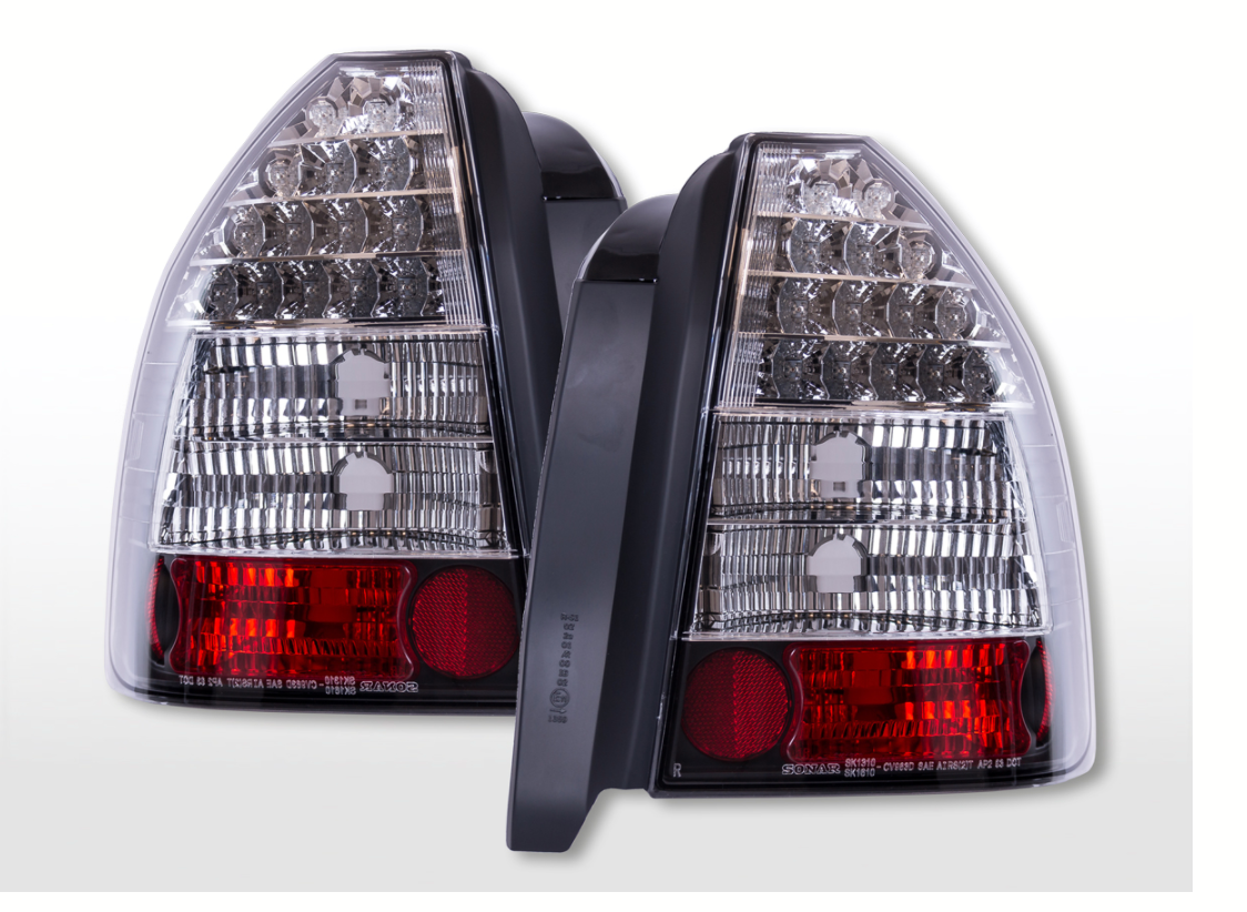 FK Pair Crystal Red Clear Rear Lights Honda Civic EJ9 EK1 MK2 MK3 96-01 Black