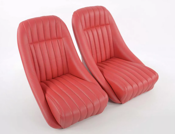 FK Pair Cream Red Piping Classic Car Retro Speedster car Bucket Seats NO Rails