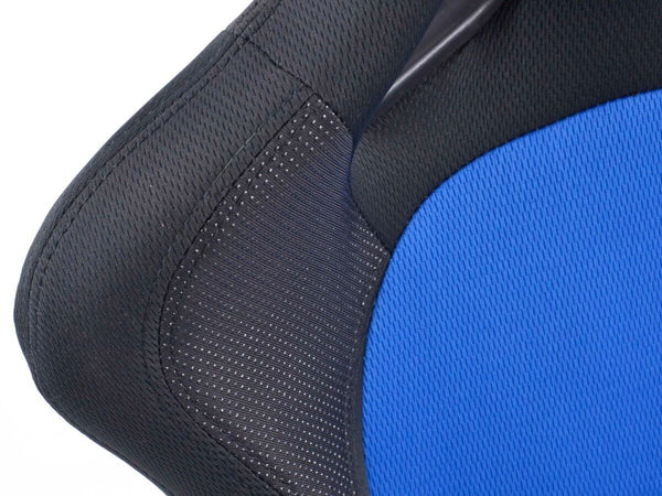 FK Pair Universal Recline Bucket Sports Seats BLACK BLUE TEXTILE Edition