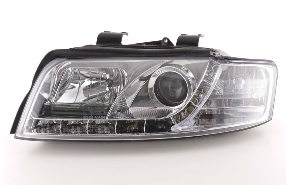 FK LED DRL Lightbar Halo Headlights Audi A4 B6 8E 01-04 Smoke Chrome LHD S4