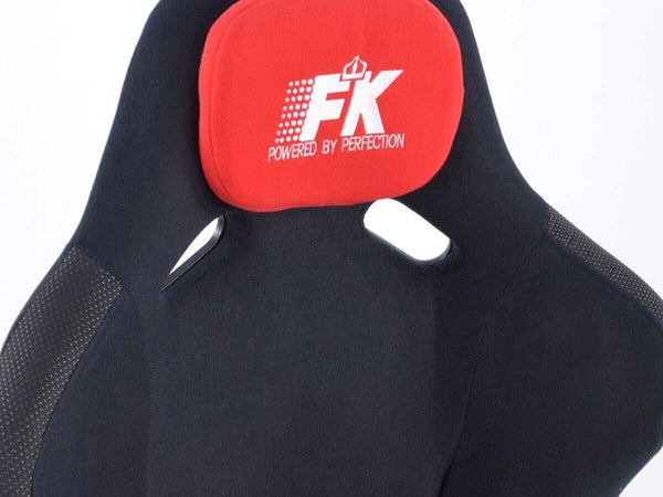FK Pair Universal Fixed Back Bucket Sports Seats BLACK Evo Edition Fibreglass Hard Back