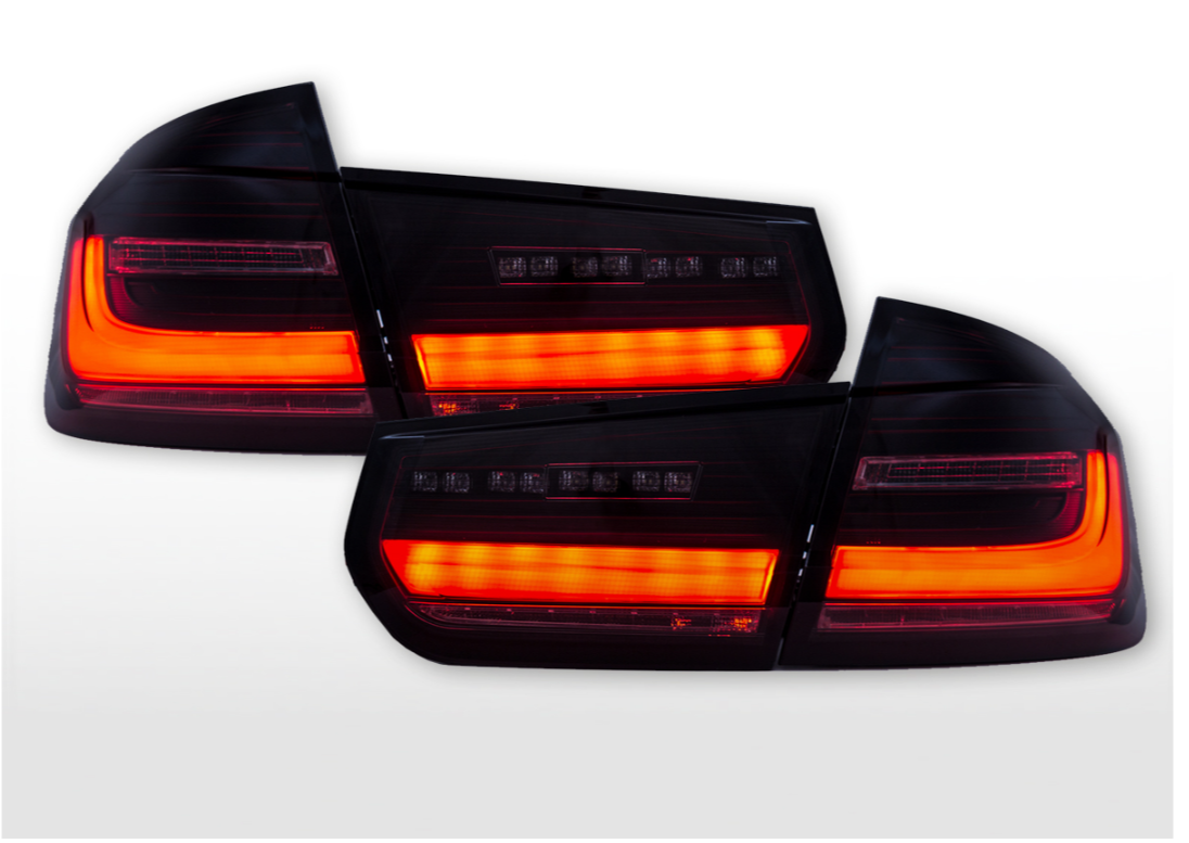 FK NEW Pair LED Lightbar REAR LIGHTS BMW 3-series F30 Saloon 12-15 red black LHD