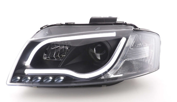 FK LED DRL Lightbar Halo Projector ESP Headlights Audi A3 8P 8PA 03-07 black LHD