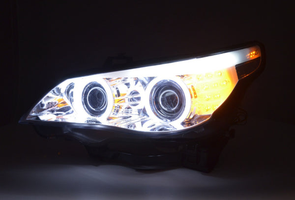 FK LED DRL XENON Halo CCFL headlights Chrome BMW 5-series E60 E61 03-04 RHD M5