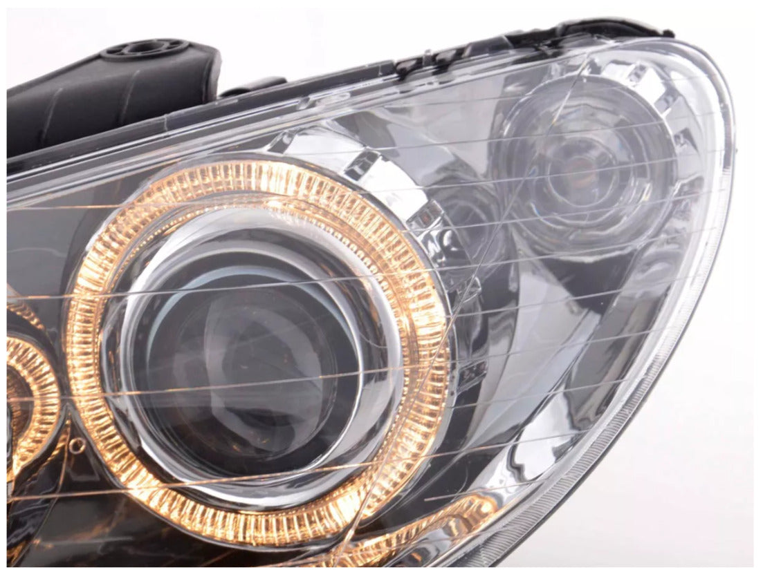 FK Pair LED DRL Angel Eye Halo Ring headlights Peugeot 206 98-03 chrome LHD RHD