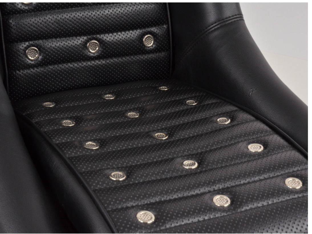 Black Studded Classic Car Retro Kit Speedster Vintage Resto Sports Bucket Seats