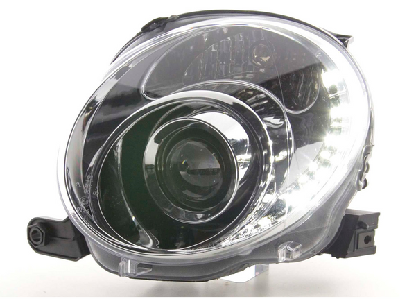 FK Paar LED DRL Lichtbalken Halo Ring Scheinwerfer Fiat 500 07+ 150 Chrom LHD